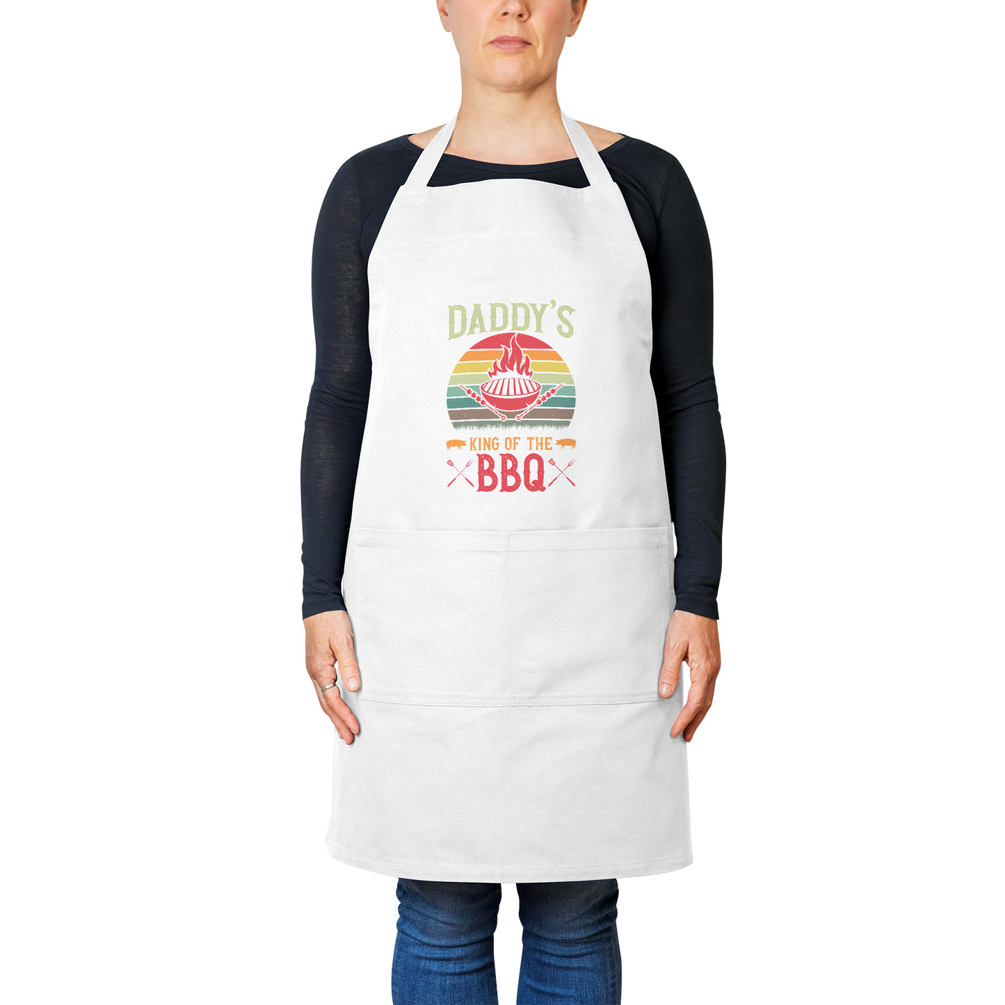 King_of_the_BBQ_Cotton_Apron_White_Model_Mockup.png