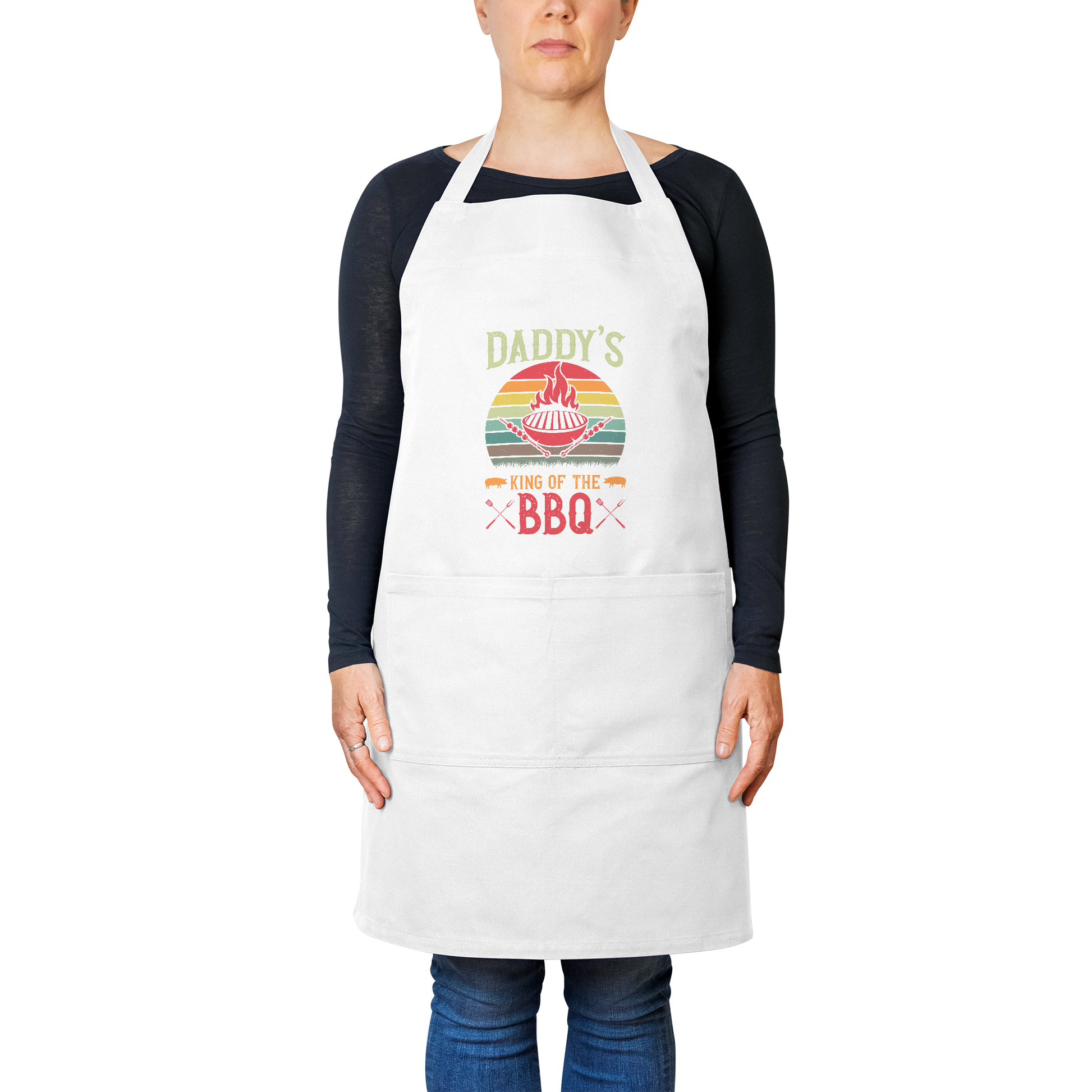 King_of_the_BBQ_Cotton_Apron_White_Model_Mockup.png
